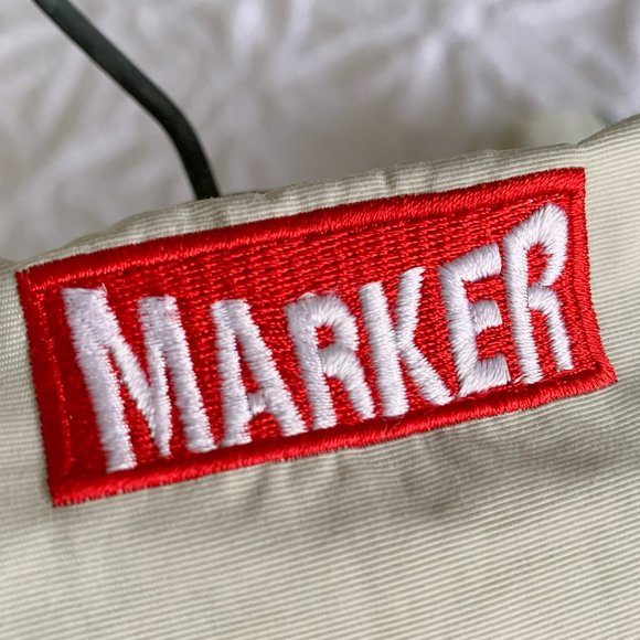 MARKER Off White with Red and Black Stripes Ski Snowboard Sporty Jacket Medium - Picture 4 of 14